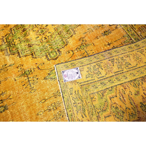 Geel vintage vloerkleed - 245x158 cm - HANDGEMAAKT