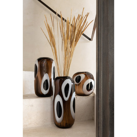 J-Line vaas Izzy - glas - wit/bruin - medium