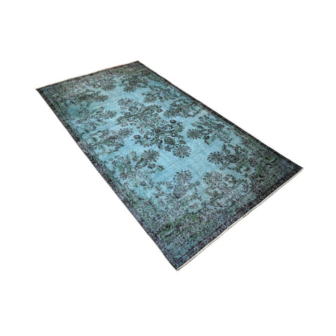 Blauw vintage vloerkleed - 216x114 cm - HANDGEMAAKT