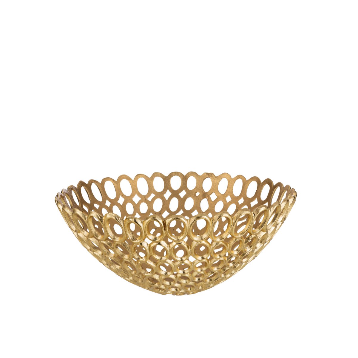 J-Line Schaal Rond Ringen Aluminium Goud Medium
