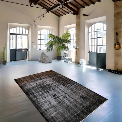 Zwart vintage vloerkleed - 262x156 cm - HANDGEMAAKT - HANDGEMAAKT