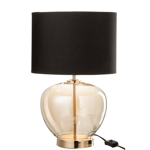 J-Line Lamp Transparant Glas/Textiel Goud/Zwart