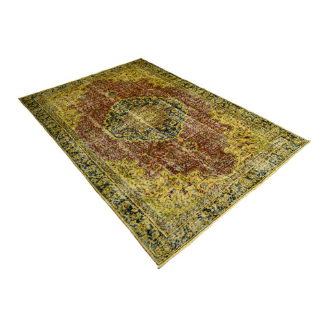 Geel vintage vloerkleed - 224x157 cm - HANDGEMAAKT