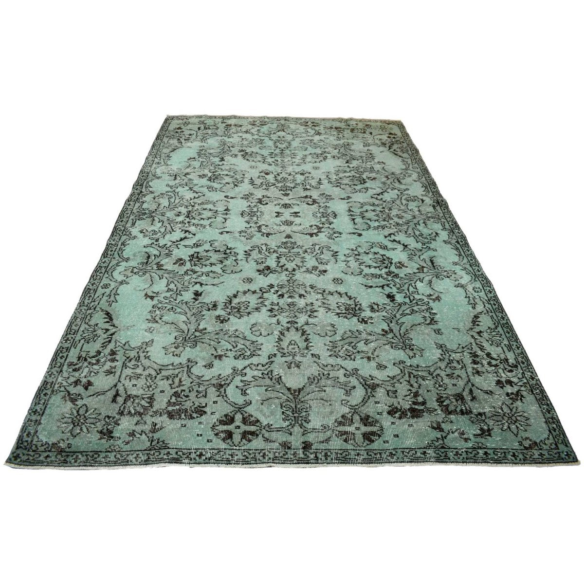 Turquoise vintage vloerkleed - 297x190 cm - HANDGEMAAKT