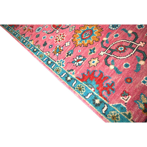 Roze Azeri Loper - 376x78 cm - HANDGEMAAKT