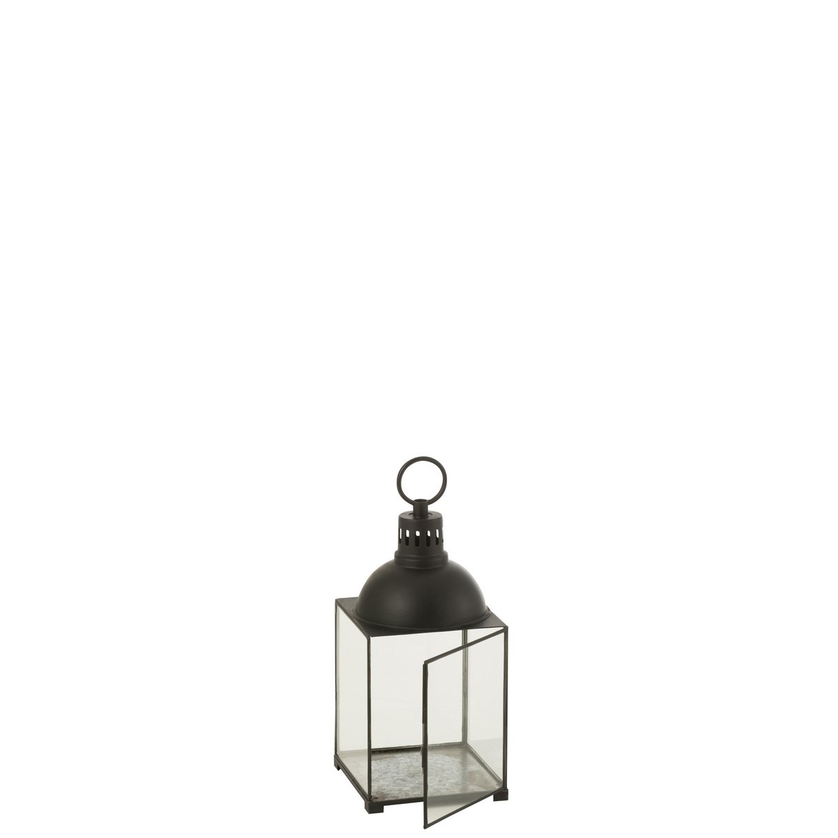 J-Line lantaarn Hagrid - glas/ijzer - zwart - small
