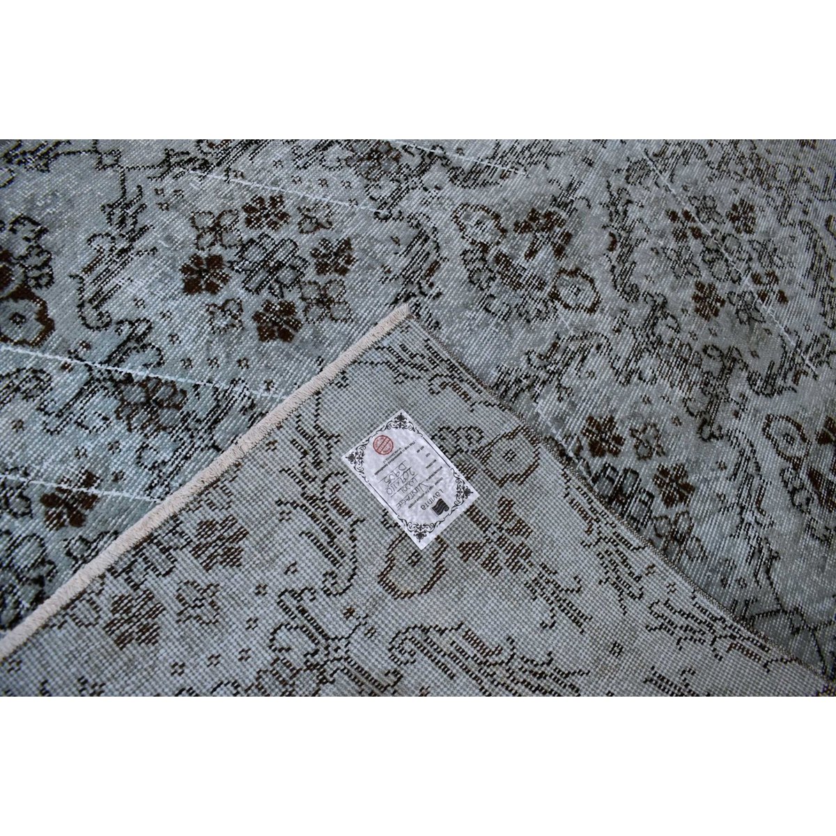 Grijs vintage vloerkleed - 209x110 cm - HANDGEMAAKT