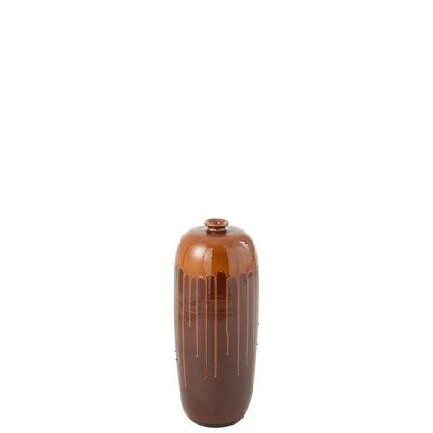 J-Line vaas Lee Blinkend - terra - bruin/oranje - small - Ø 19 cm