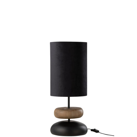 J-Line Lampe Jade Ijzer/Dennenhout Zwart/Naturel