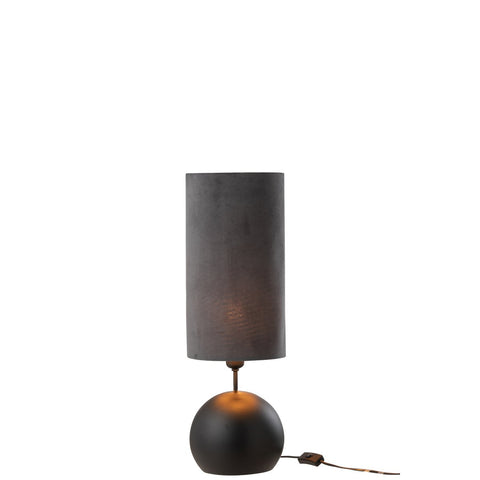 J-Line Lamp Bol Ijzer/Fluweel Zwart/Grijs
