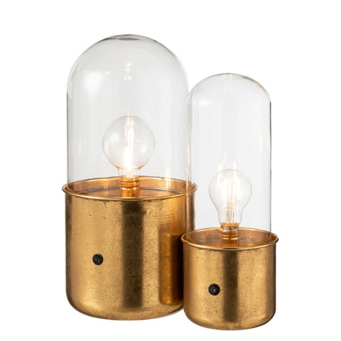 J-Line tafellamp Antiek - glas/zink - goud - large - LED lichtjes