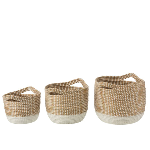 J-Line manden - rond/zeegras - naturel/wit