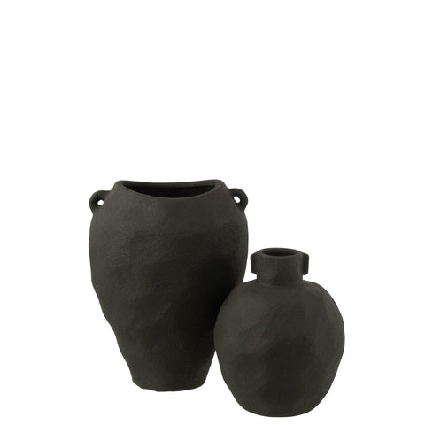 J-Line vaas Clara Klei - keramiek - zwart - 38.00 cm hoog
