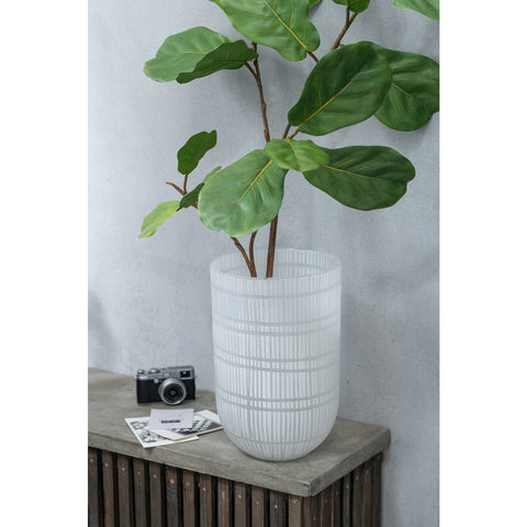 J-Line vaas Rond Geslepen - glas - wit