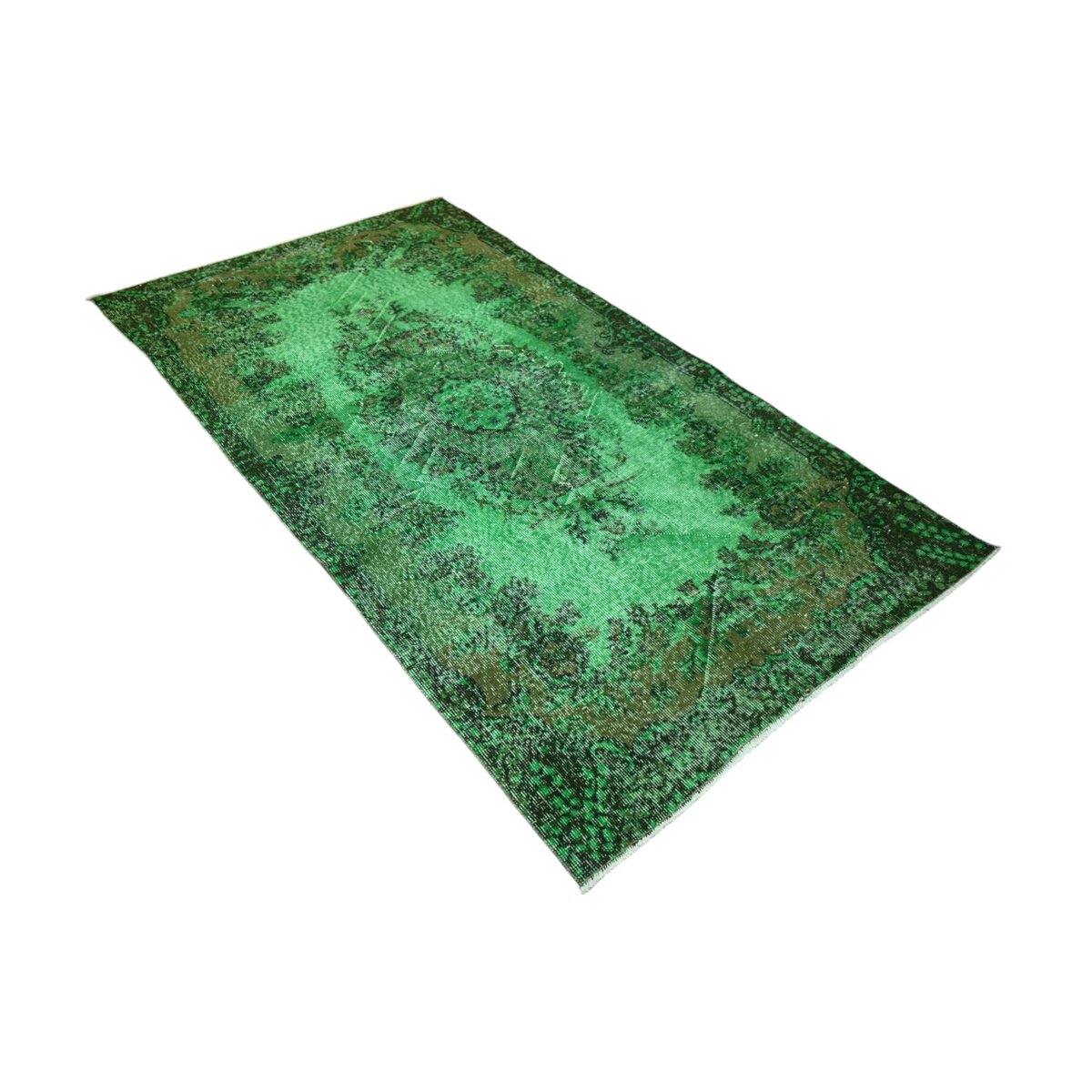 Groen vintage vloerkleed - 202x108 cm - HANDGEMAAKT