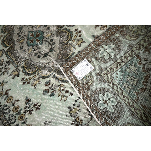 Licht groen vintage vloerkleed - 250x168 cm - HANDGEMAAKT