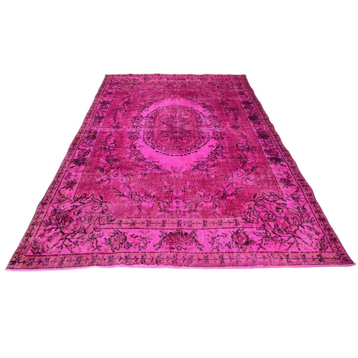 Roze vintage vloerkleed - 285x188 cm - HANDGEMAAKT