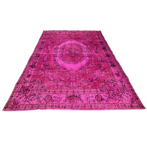 Roze vintage vloerkleed - 285x188 cm - HANDGEMAAKT