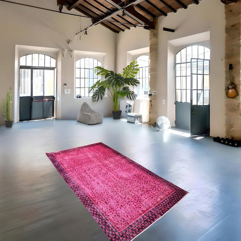 Roze vintage vloerkleed - 260x150 cm - HANDGEMAAKT