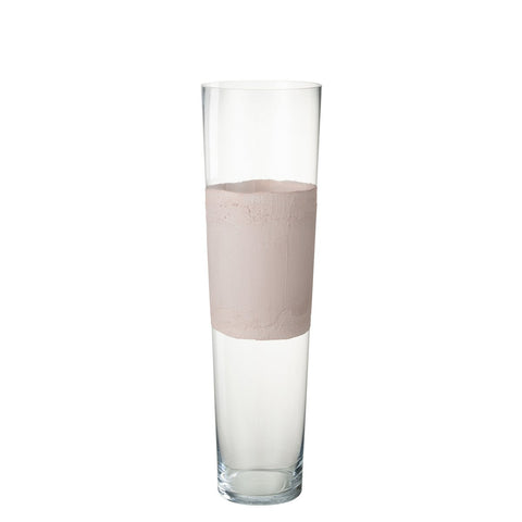 J-Line vaas Delph - glas - transparant/lichtroze - large