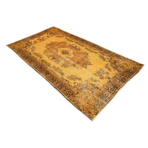 Geel vintage vloerkleed - 222x118 cm - HANDGEMAAKT
