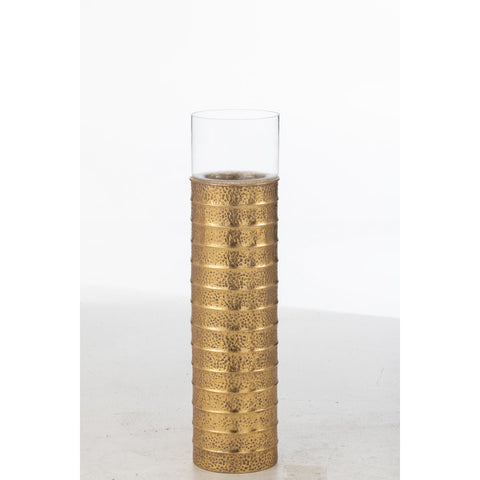 J-Line Kaarshouder Zuil Metaal/Glas Goud Small