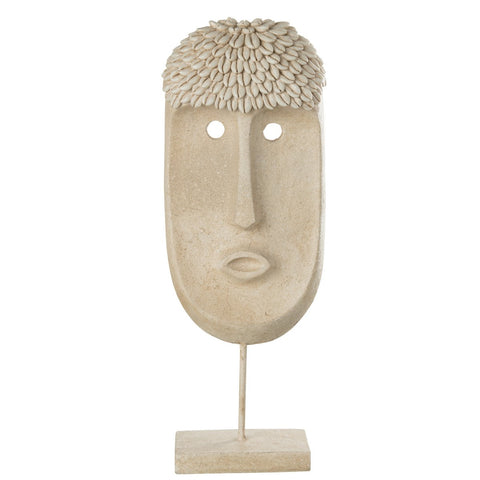 J-Line decoratie Gezicht Etnisch - steen/resine - beige - large