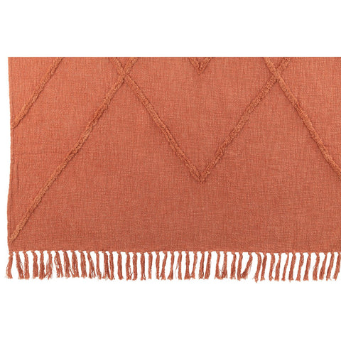 J-Line Plaid - katoen - terracotta - 190 x 56 cm