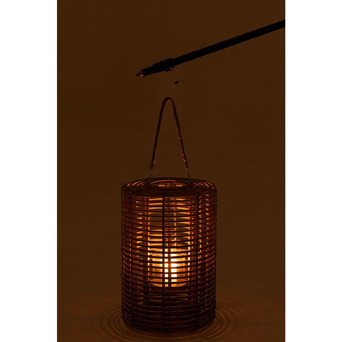 J-Line Lantaarn Rond Lang Rotan Licht Naturel
