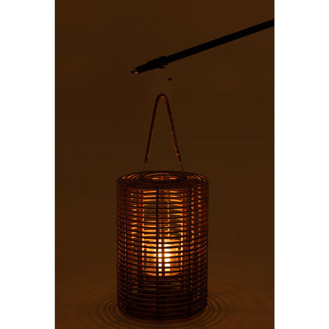 J-Line Lantaarn Rond Lang Rotan Licht Naturel