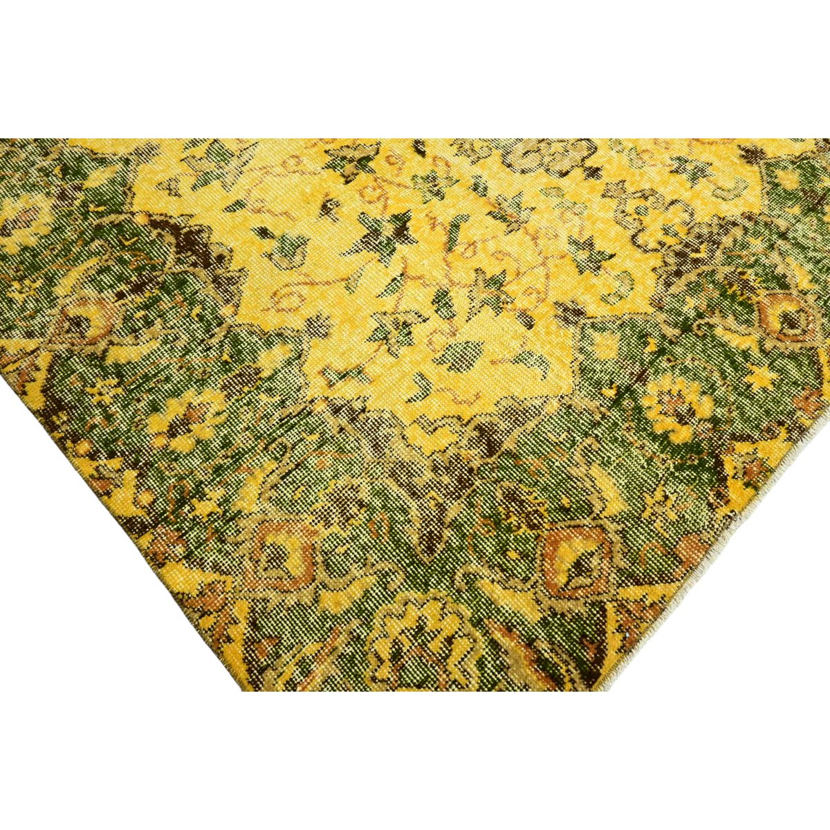 Geel vintage vloerkleed - 298x182 cm - HANDGEMAAKT