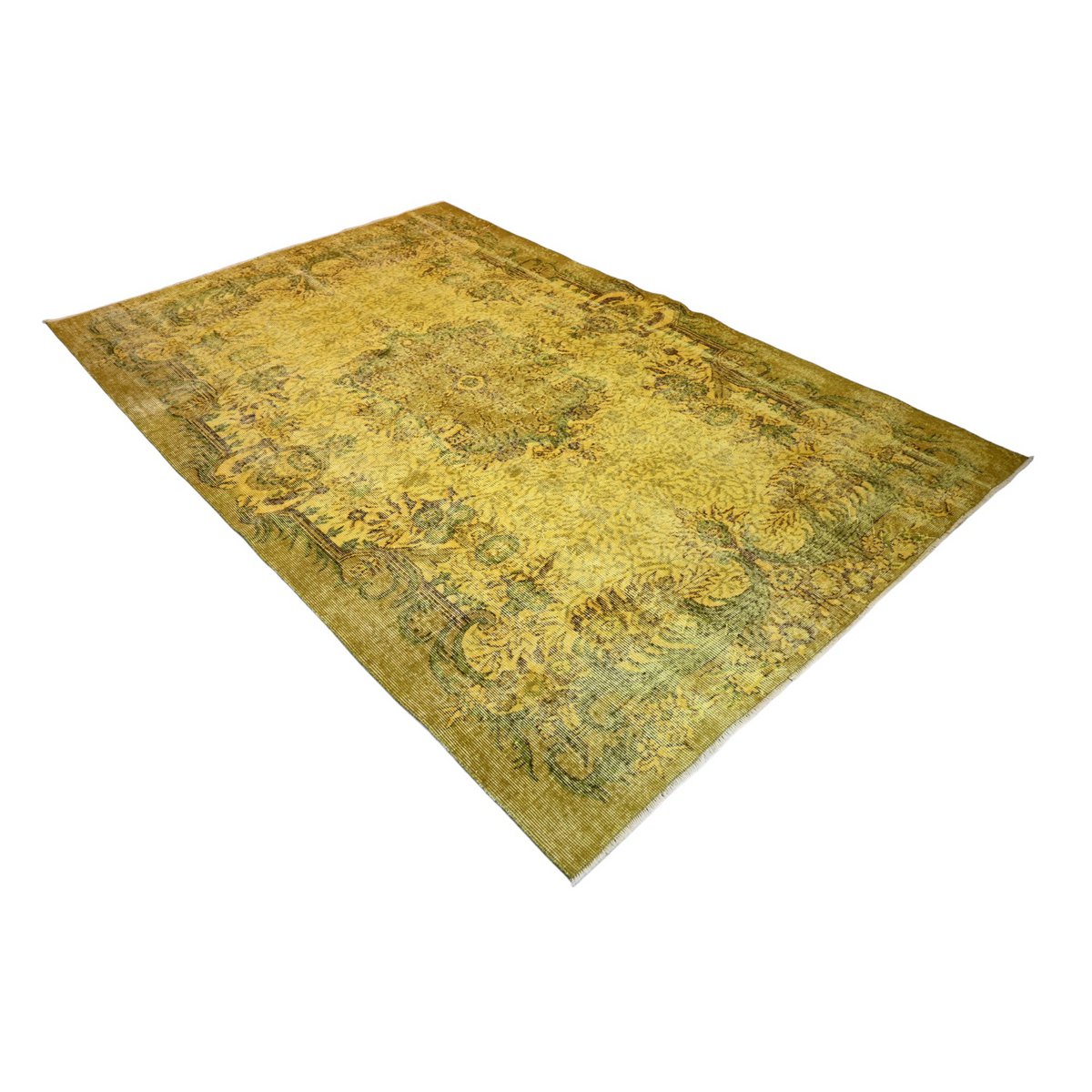 Geel vintage vloerkleed - 262x168 cm - HANDGEMAAKT