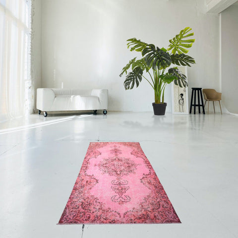 Roze vintage vloerkleed - 208x117 cm - HANDGEMAAKT