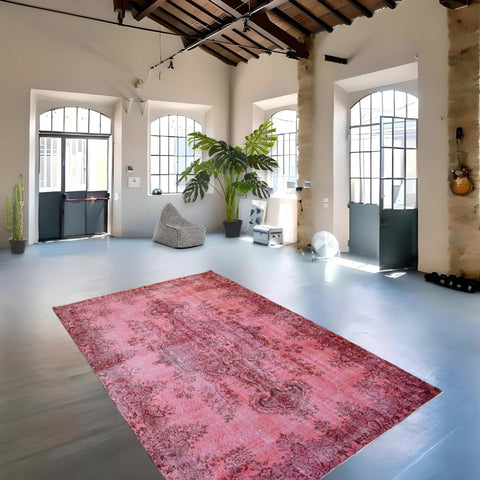 Roze vintage vloerkleed - 272x172 cm - HANDGEMAAKT