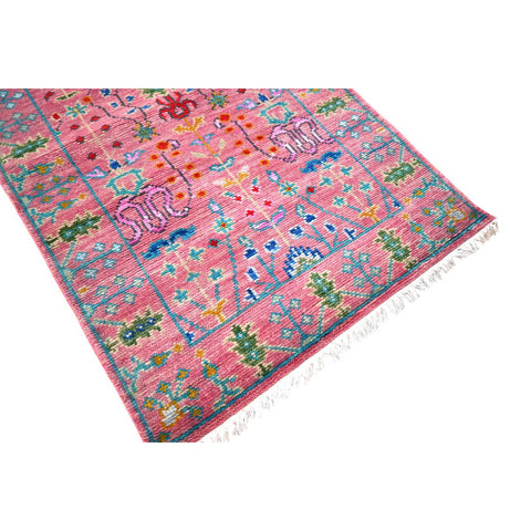 Roze Azeri Loper - 370x80 cm - HANDGEMAAKT