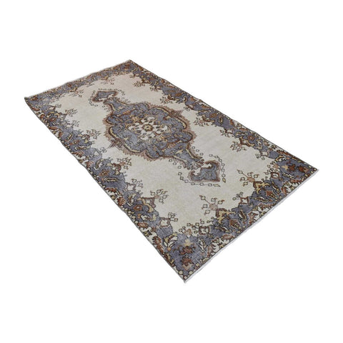 Licht vintage vloerkleed - 208x113 cm - HANDGEMAAKT