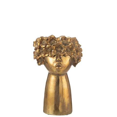 J-Line bloempot Nebu - polyresin - goud - large - Ø 18.5 cm