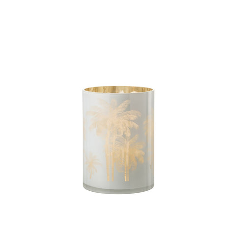 J-Line windlicht Palmbomen - glas - blauw/goud - extra large