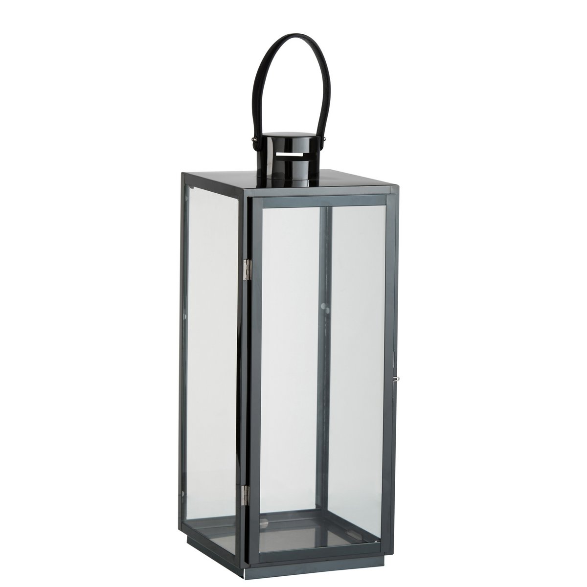 J-Line Lantaarn Vierkant Metaal/Glas Zwart