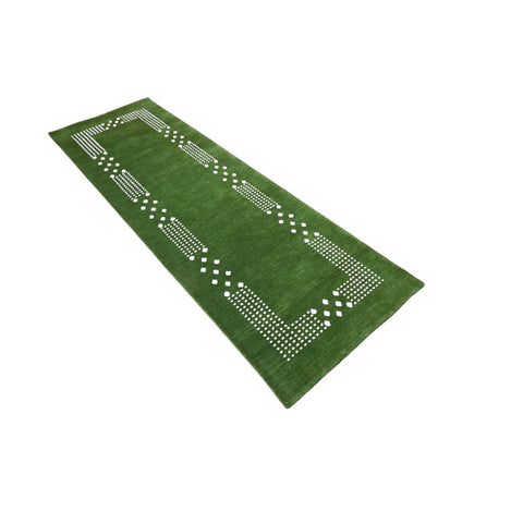 Groene Gabbeh loper - 225x72 cm - HANDGEMAAKT