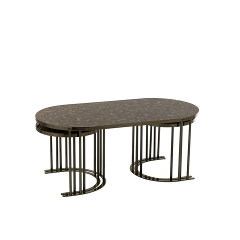 J-Line salontafel - metaal - zilver/bruin