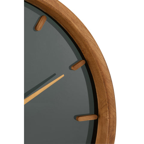 J-Line Rond klok - hout/ glas - bruin/ zwart - Ø 40 cm