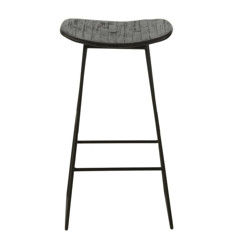 J-Line stoel Rechthoekig - gerecycleerd teak - zwart - large