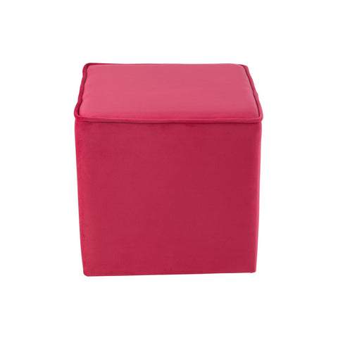 J-Line Poef Kubus Velvet Fel Roze