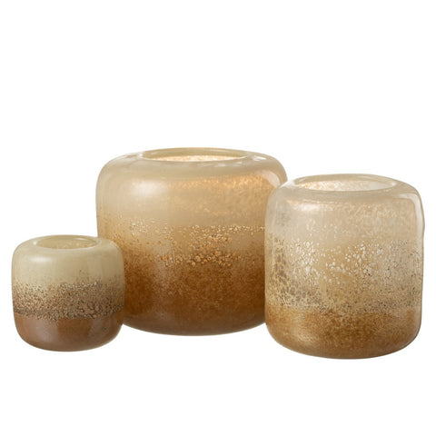 J-Line vaas Opi - glas - bruin/beige - large