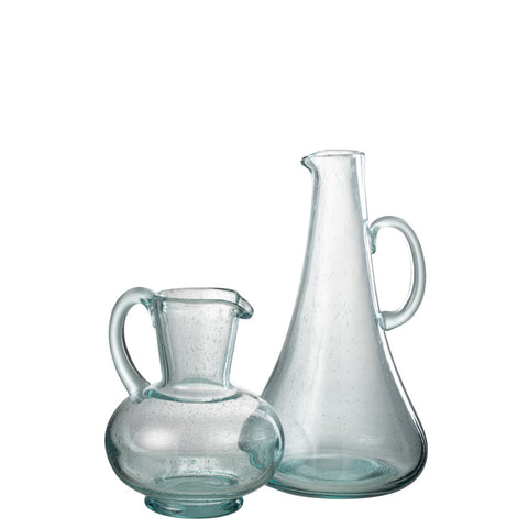 J-Line Lang karaf - glas - transparant/ lichtblauw