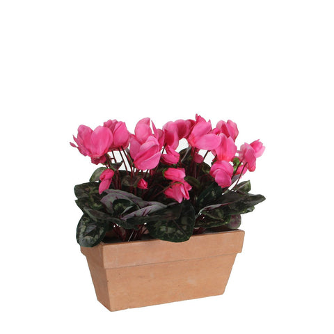 Cyclaam Kunstplant in Balkonbak Slate - L29 x B13 x H33 cm - Roze