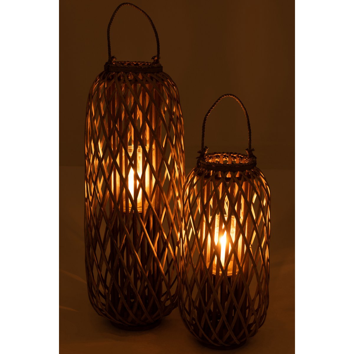 J-Line lantaarn Willow - hout - grijs - large