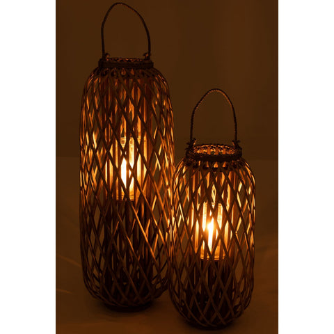 J-Line lantaarn Willow - hout - grijs - large