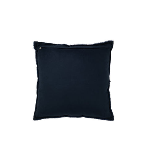J-Line kussen Koehaar - leder - elektrisch blauw